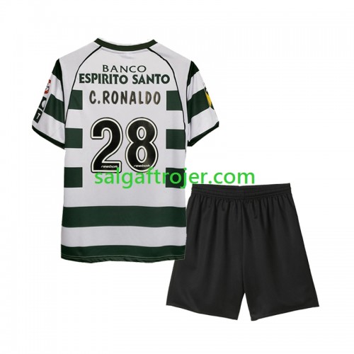 Sporting Lissabon Cristiano Ronaldo 28 2001-2003 Fodboldtrøjer Børn Retro Hjemmebanesæt Kort ærmer Sporting Lissabon Cristiano Ronaldo 28 2001-2003 Fodboldtrøjer Børn Retro Hjemmebanesæt Kort ærmer